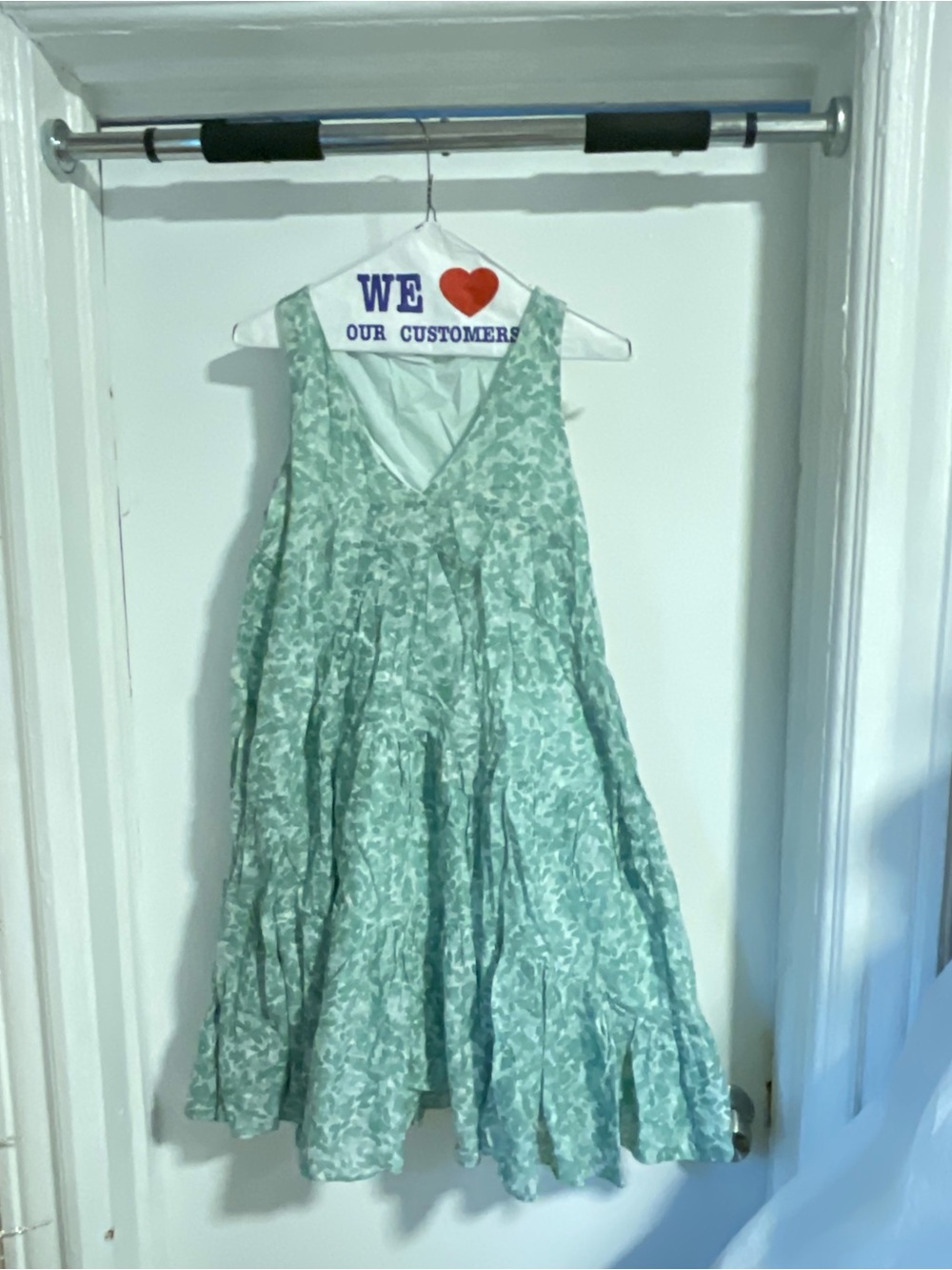 Calvin Klein Mint Green Floral Tiered Midi Dress